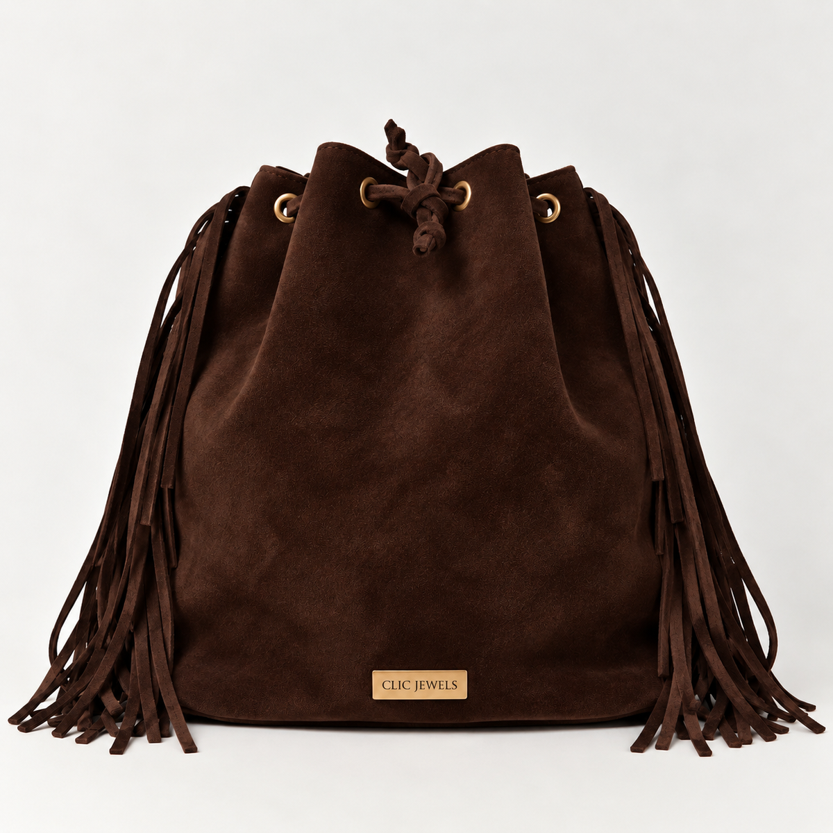 ZOE BACKPACK/BUCKETBAG (dark brown suede genuine leather)