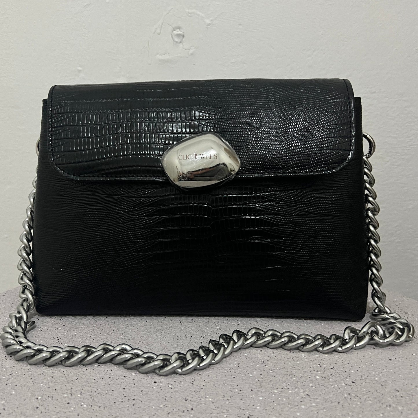 DONNA MEDIUM (black lizzard croco genuine leather)