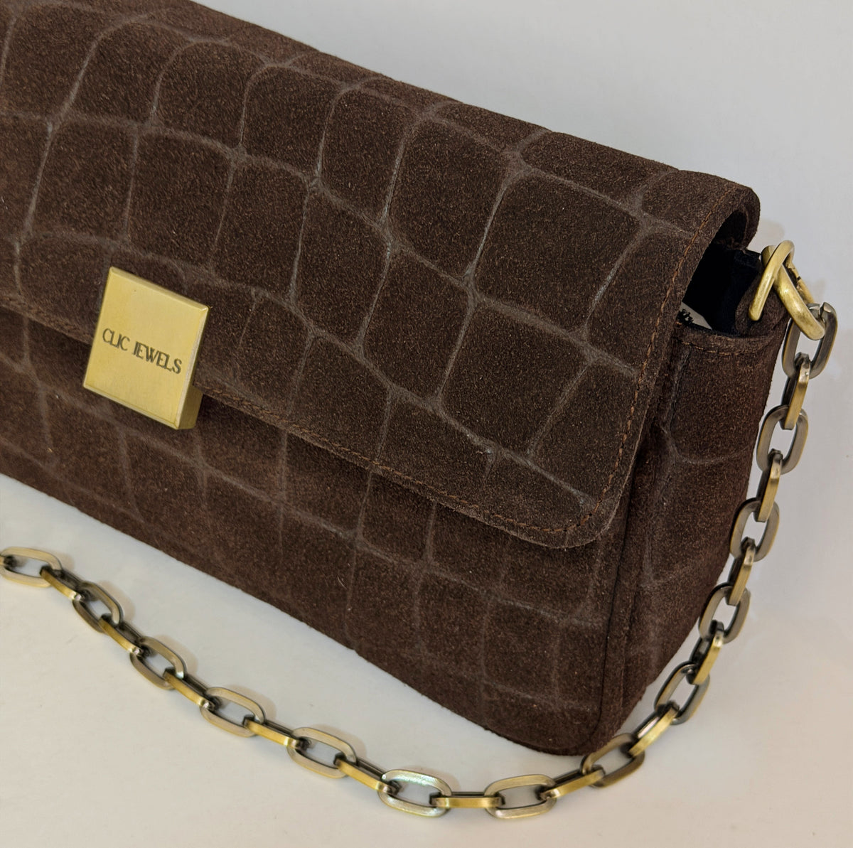 NEIRA MEDIUM (brown suede croco genuine leather)