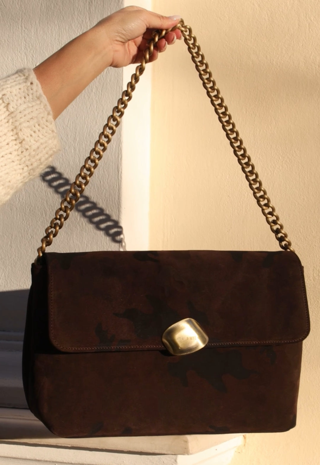 CIARA LARGE (cow print brown suede genuine leather)