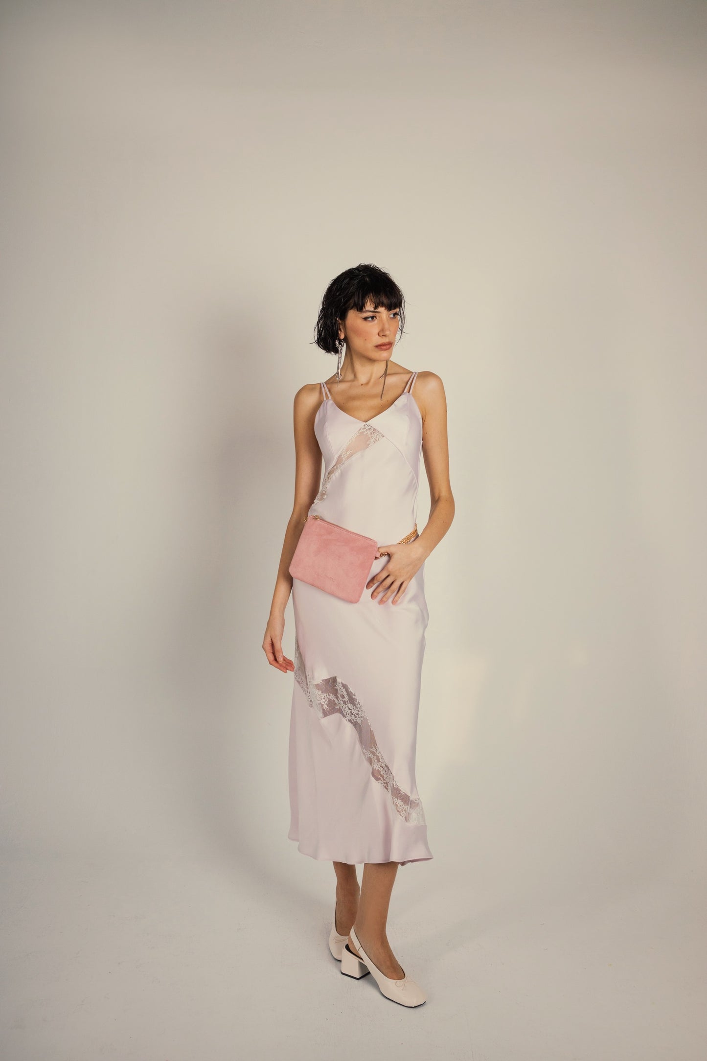 ATHENA POUCH (pink suede genuine leather)