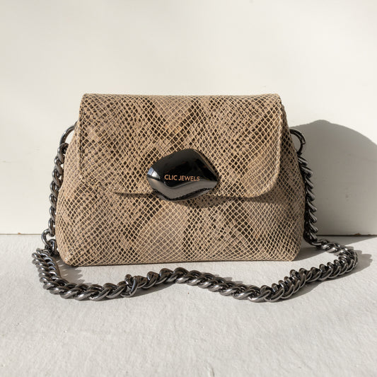 MAYA MINIBAG (beige Python genuine leather)