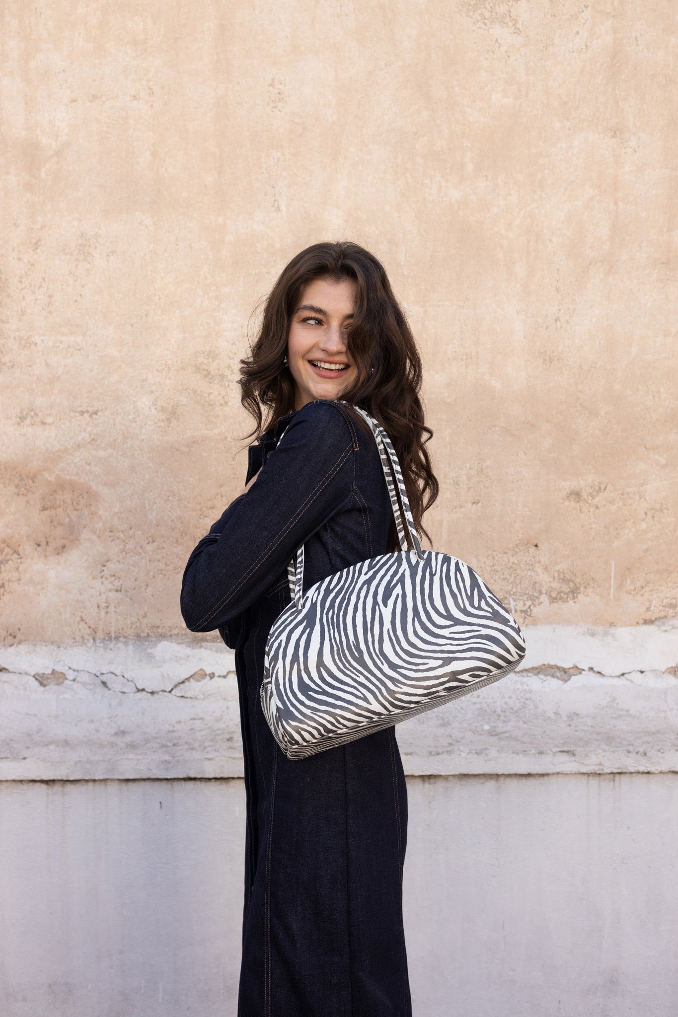 BELLA BOWLING BAG (zebra print genuine leather-limited)