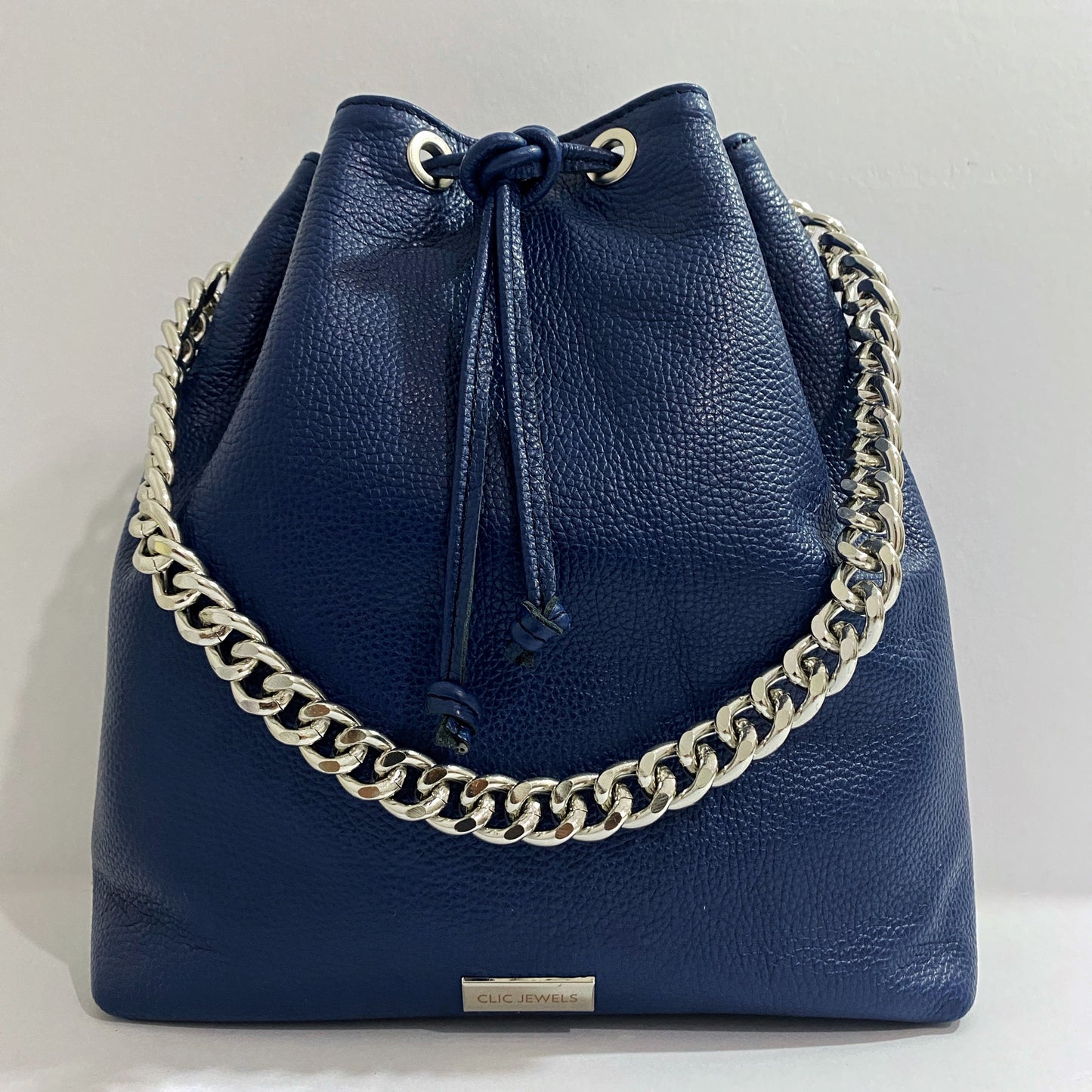 ZOE BACKPACK/BUCKETBAG (blue dolaro genuine leather)