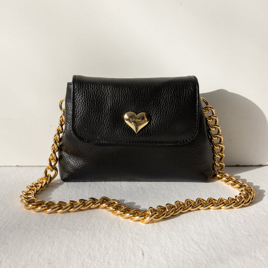 “LOVE ME” MINIBAG (black dolaro genuine leather)