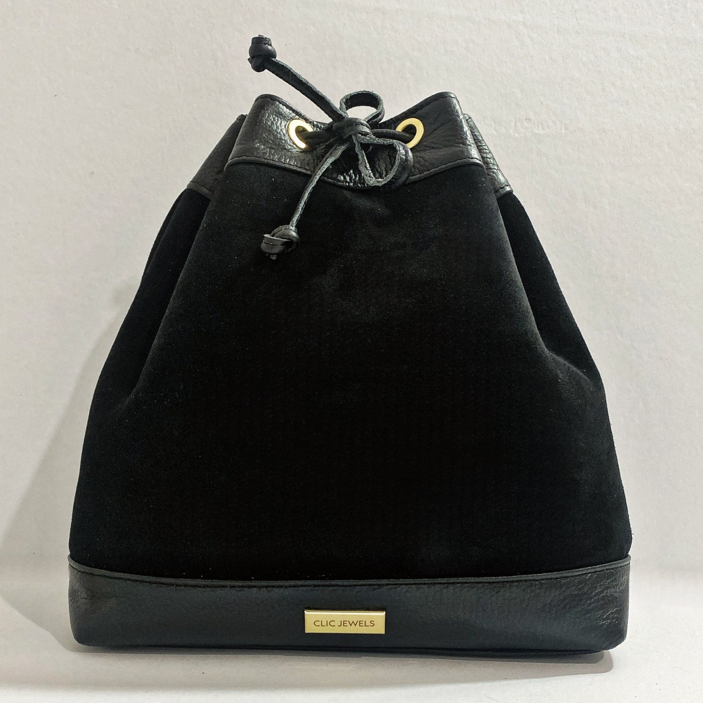 ZOE BACKPACK/BUCKETBAG (black dolaro genuine leather/black suede genuine leather)