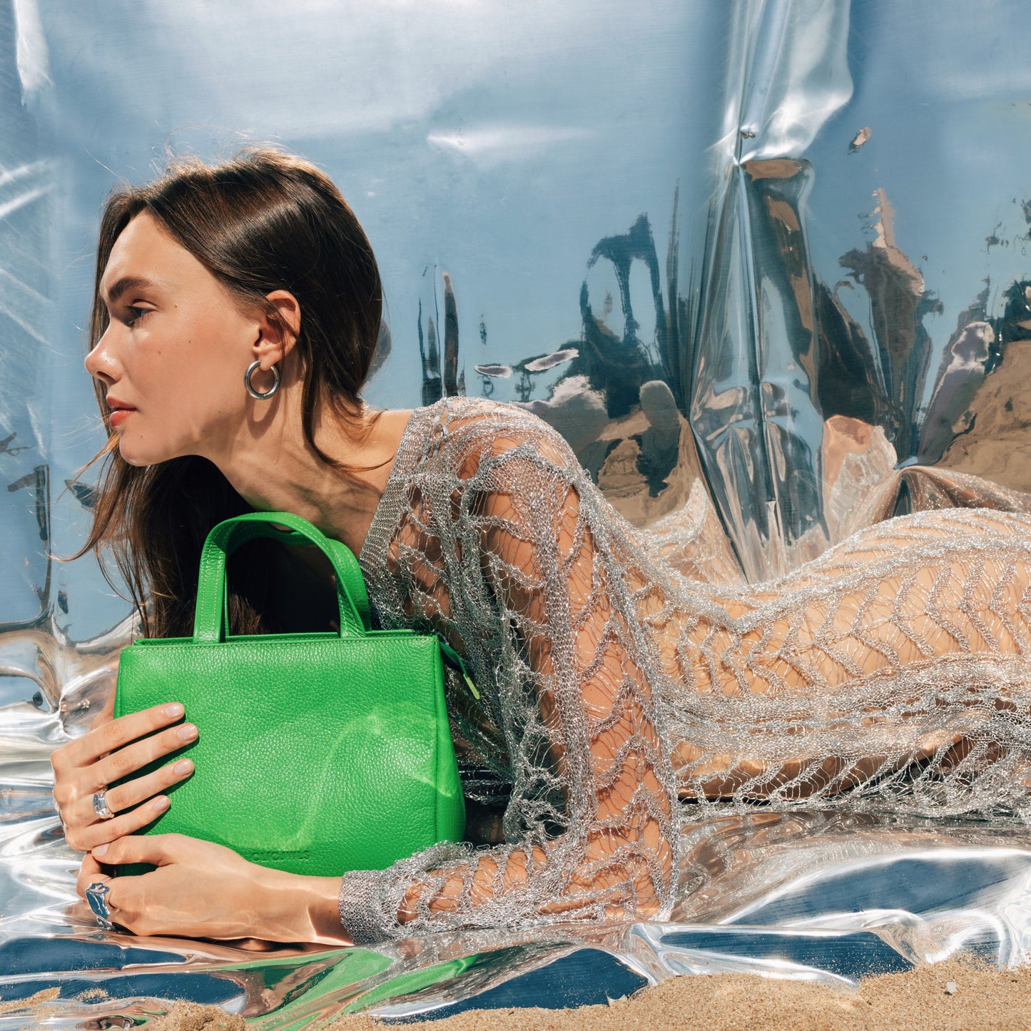 GRACE MINITOTE (bright green dolaro genuine leather)