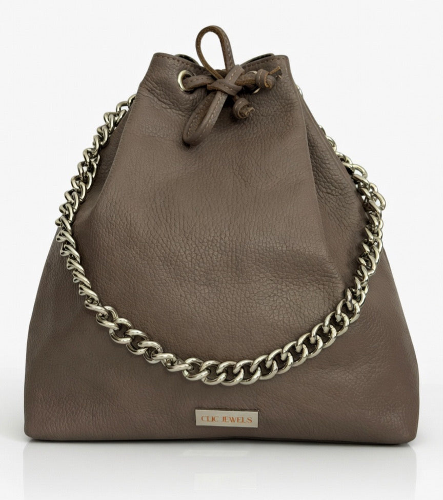 ZOE BACKPACK/BUCKETBAG (grey dolaro genuine leather)