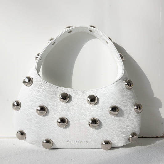 CANDY MINI (white dolaro genuine leather with studs)