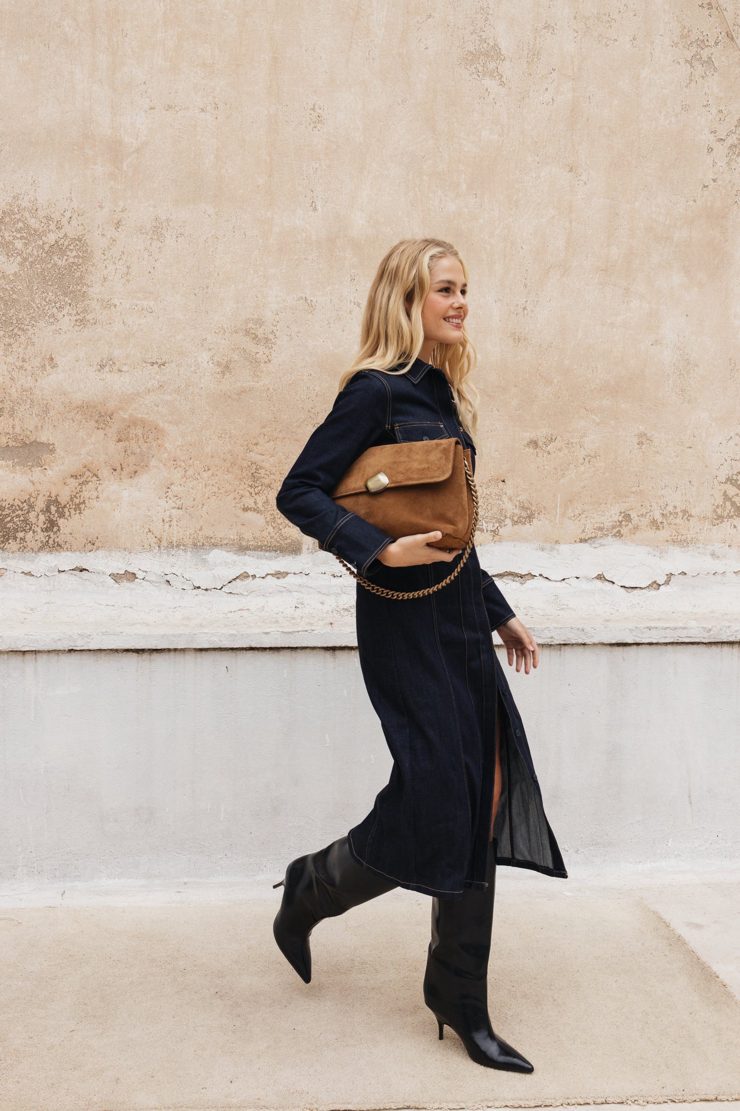 CIARA LARGE (camel suede genuine leather)
