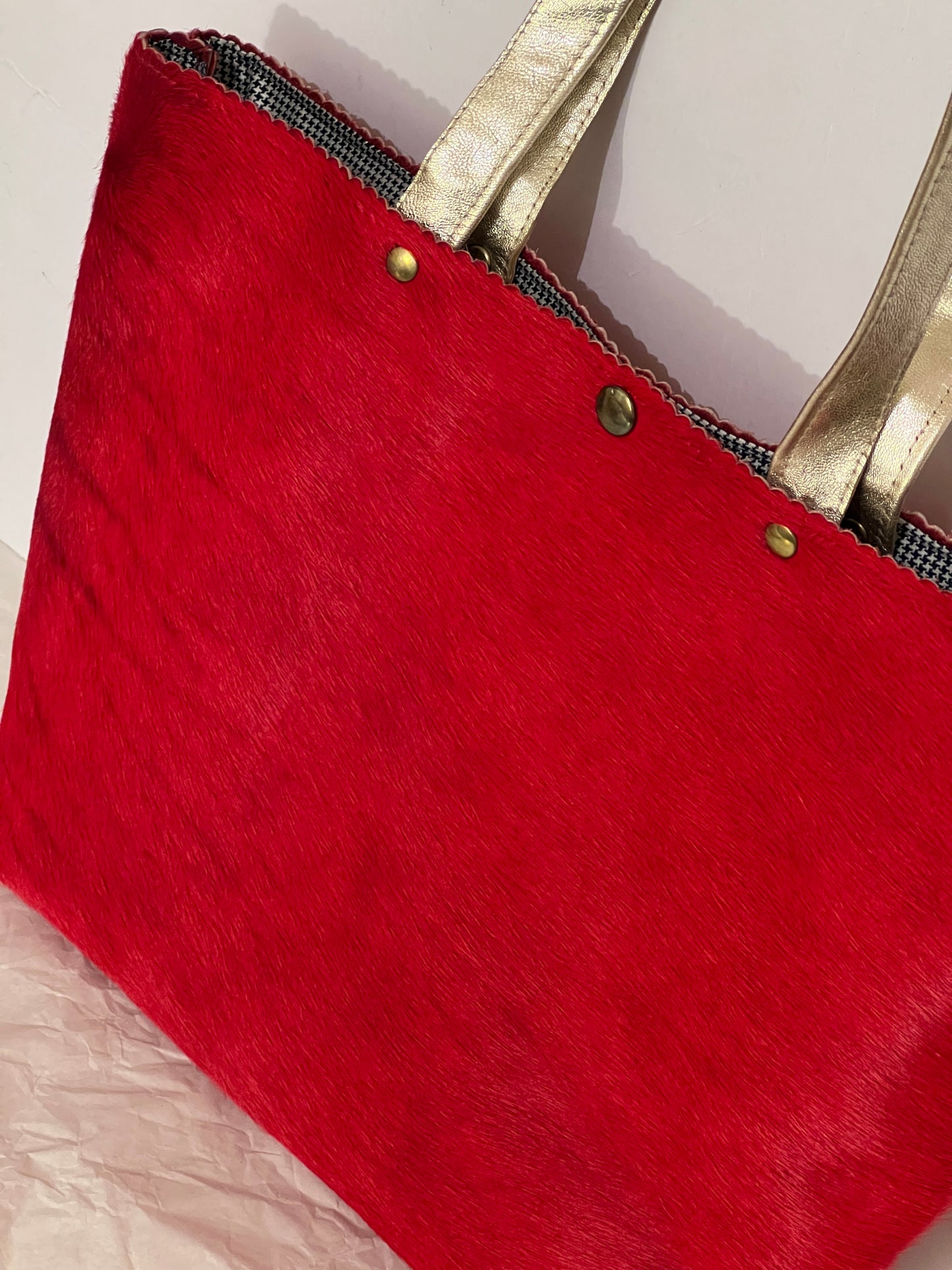Medium totebag (red genuine leather ponyskin)