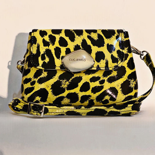 MAYA MINIBAG (yellow black animal print genuine leather)