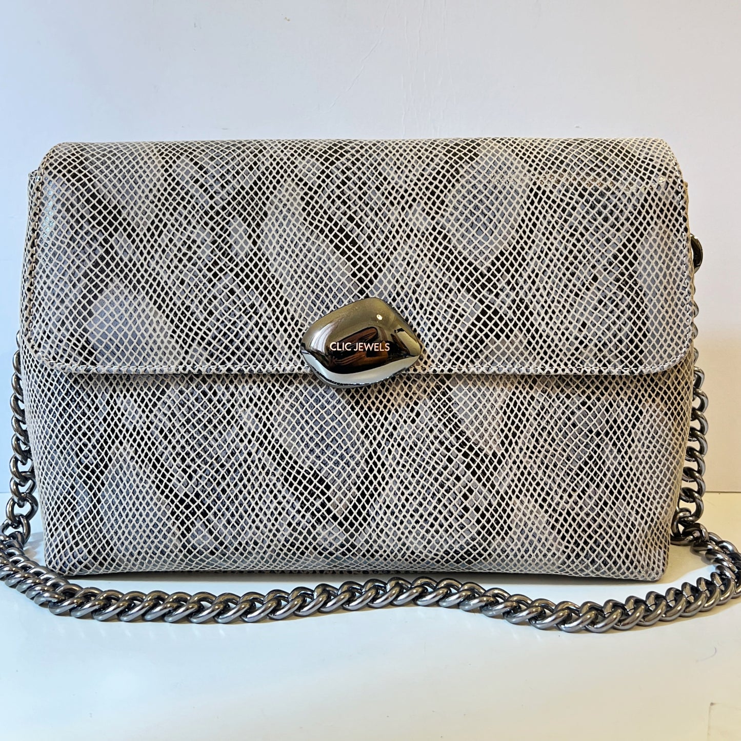 CIARA LARGE (beige python print genuine leather)