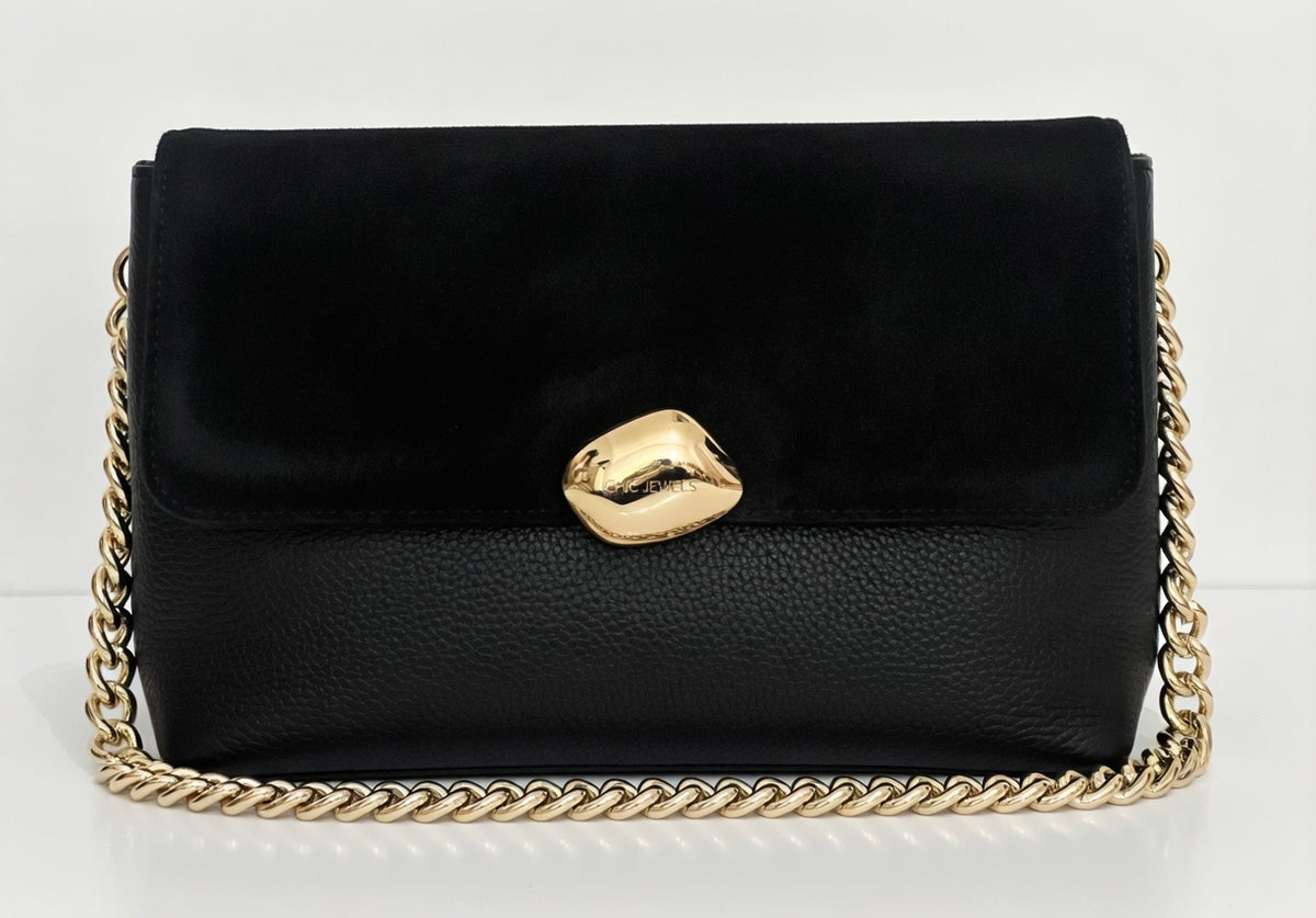 CIARA LARGE (black combo genuine leather)