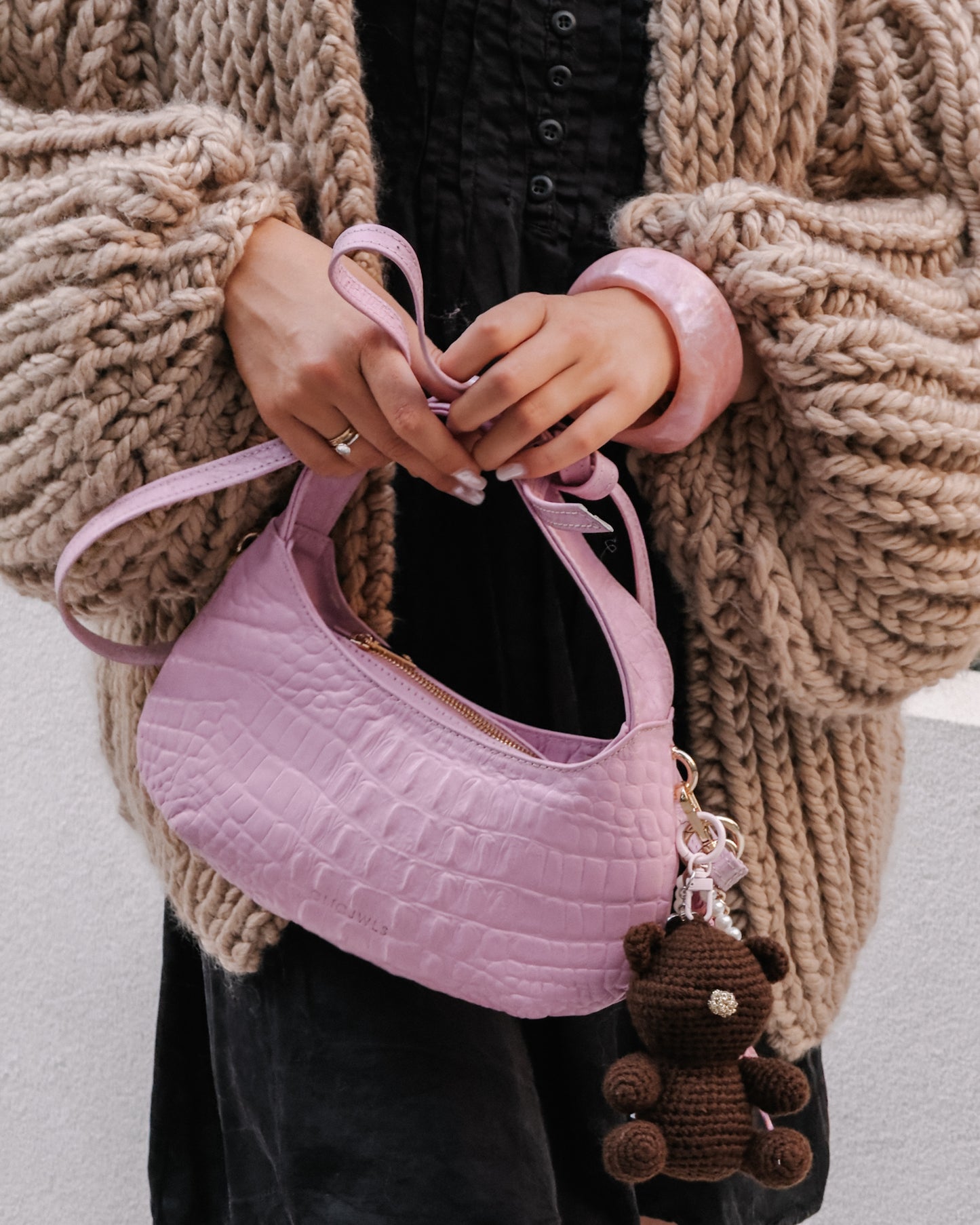 CANDY MINI (pink croco genuine leather)