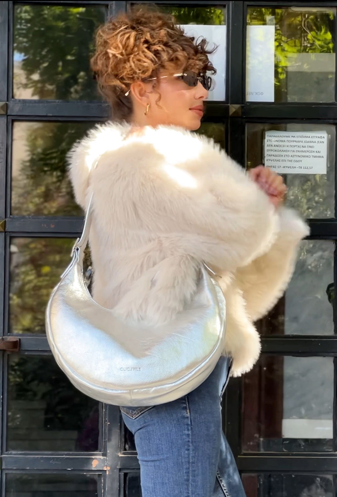 BIG HALFMOON (silver smooth genuine leather)