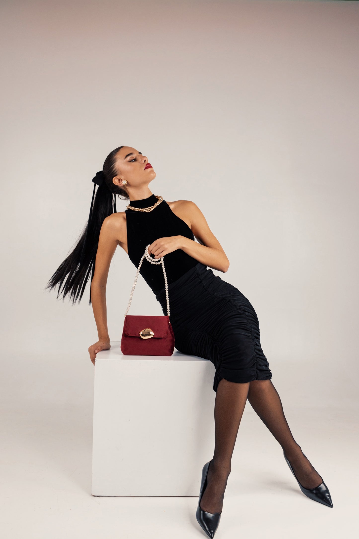 MAYA MINIBAG( bordeaux velvet)