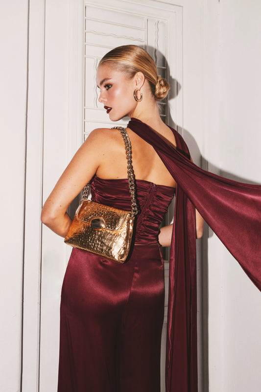 MAYA MINIBAG (gold croco genuine leather)
