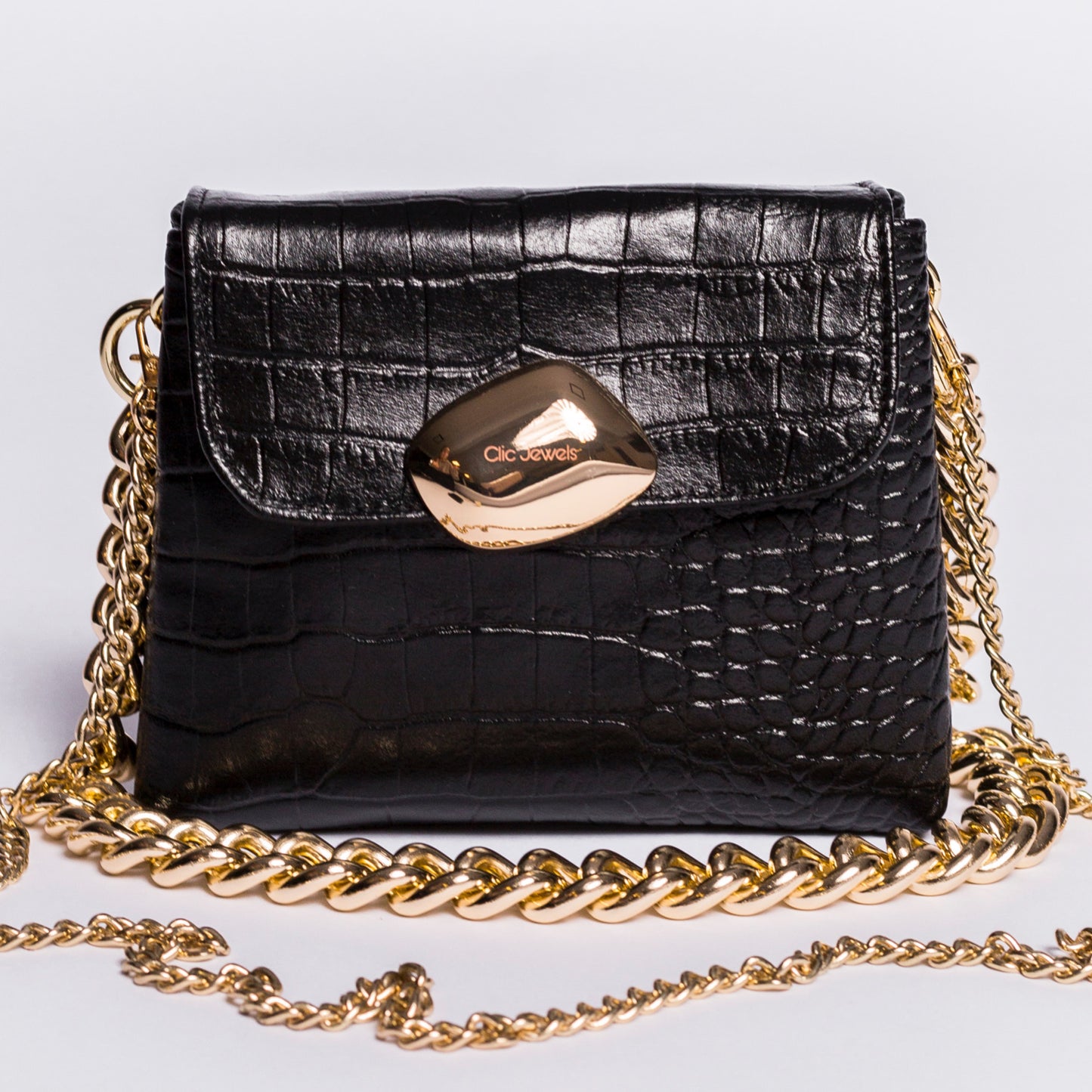 MAYA MINIBAG (black croco genuine leather)