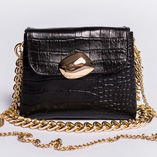 MAYA MINIBAG (black croco genuine leather)