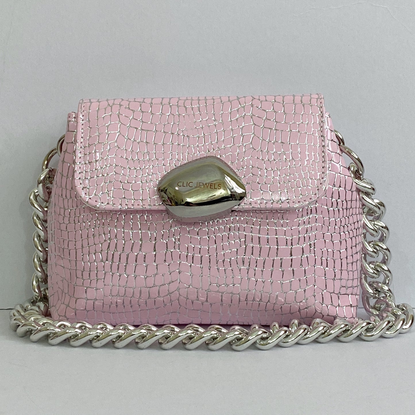 MAYA MINIBAG (pink eco croco with silver details)
