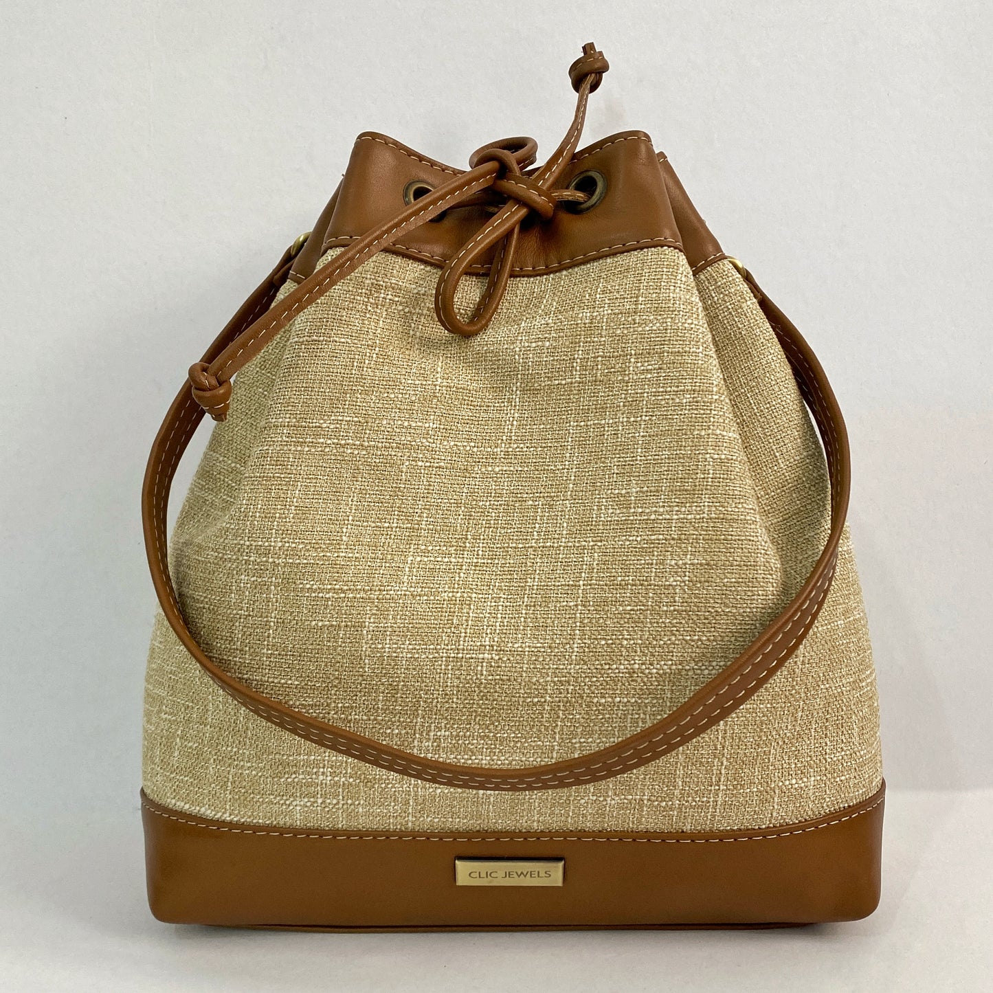 BUCKETBAG/BACKPACK (linen with leather details)