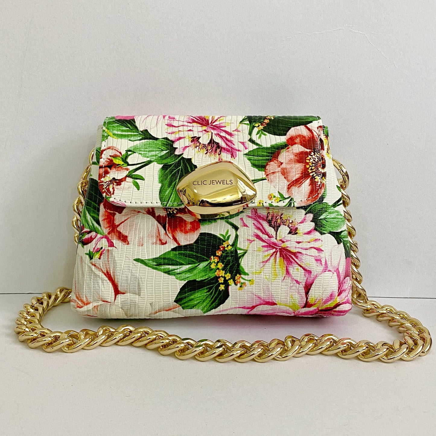 MAYA MINIBAG (pink flowers genuine leather)