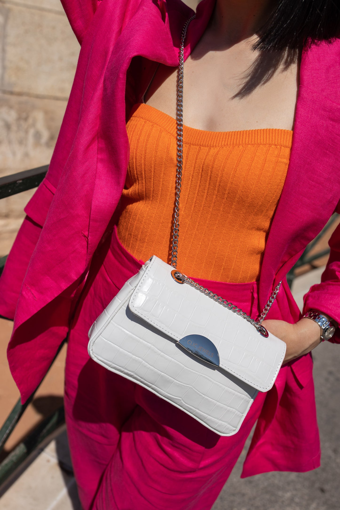 NEIRA MINI (white croco genuine leather)