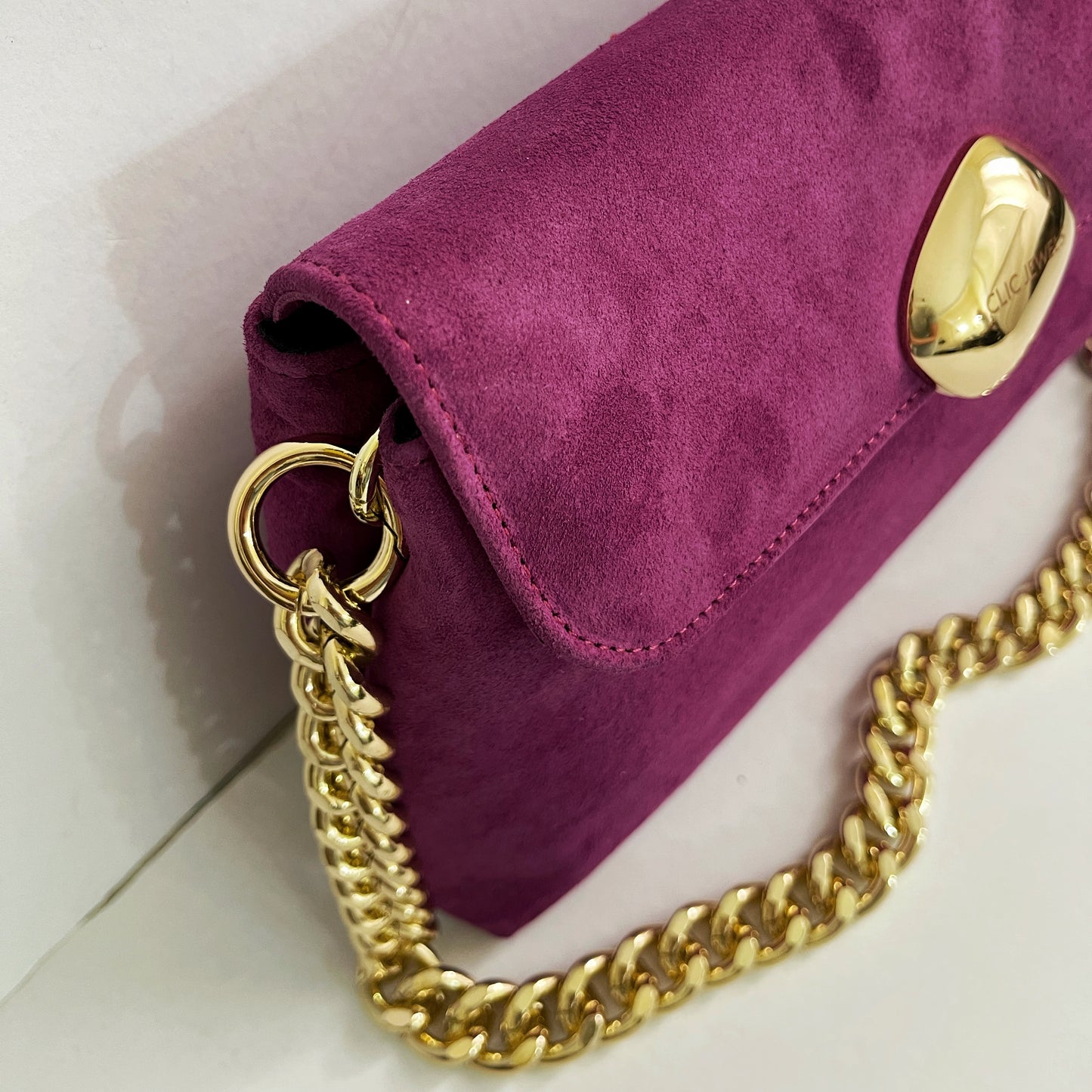 DONNA MEDIUM (magenta suede genuine leather)