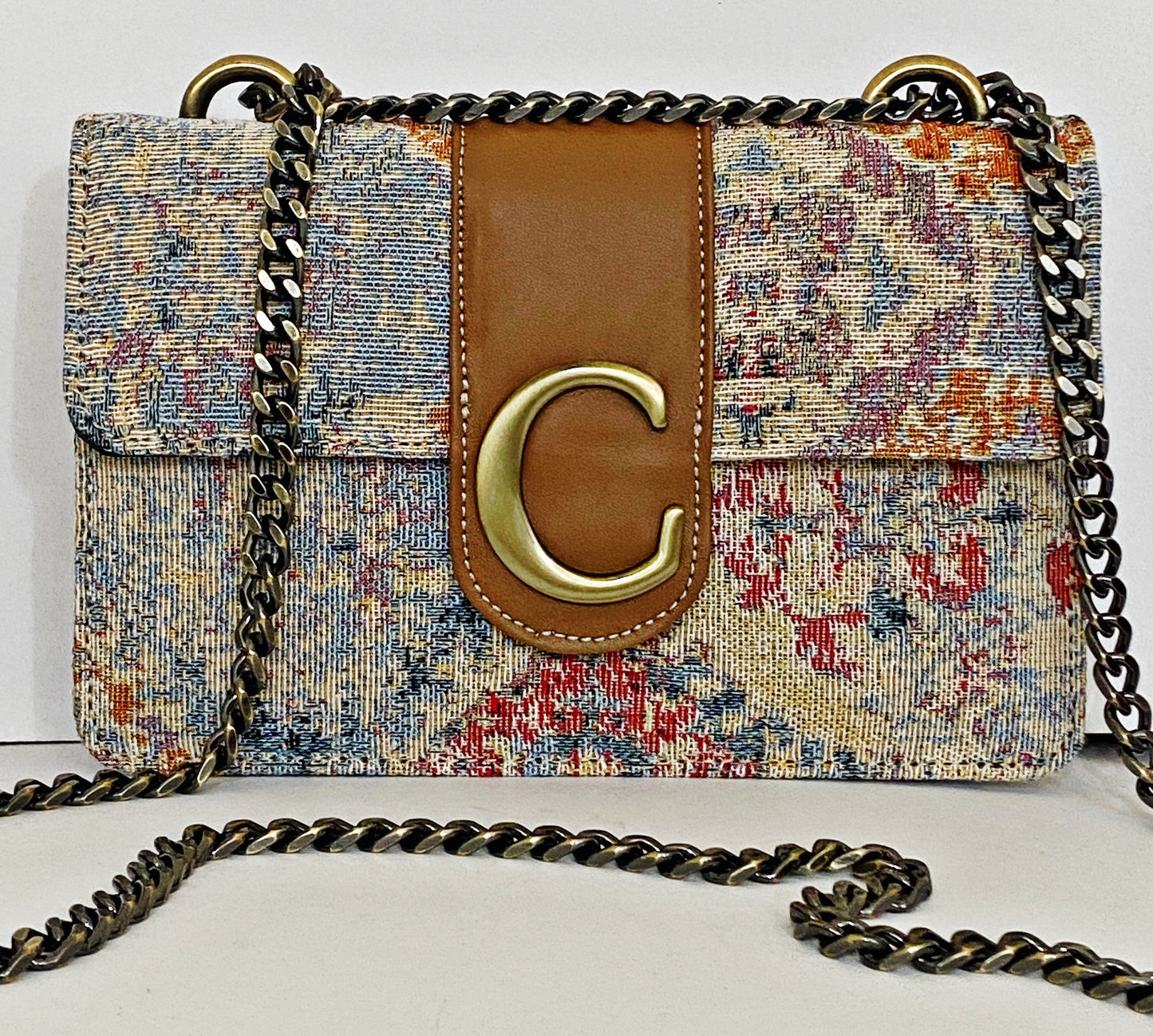 LOGO MINI (boho fabric with genuine leather detail)