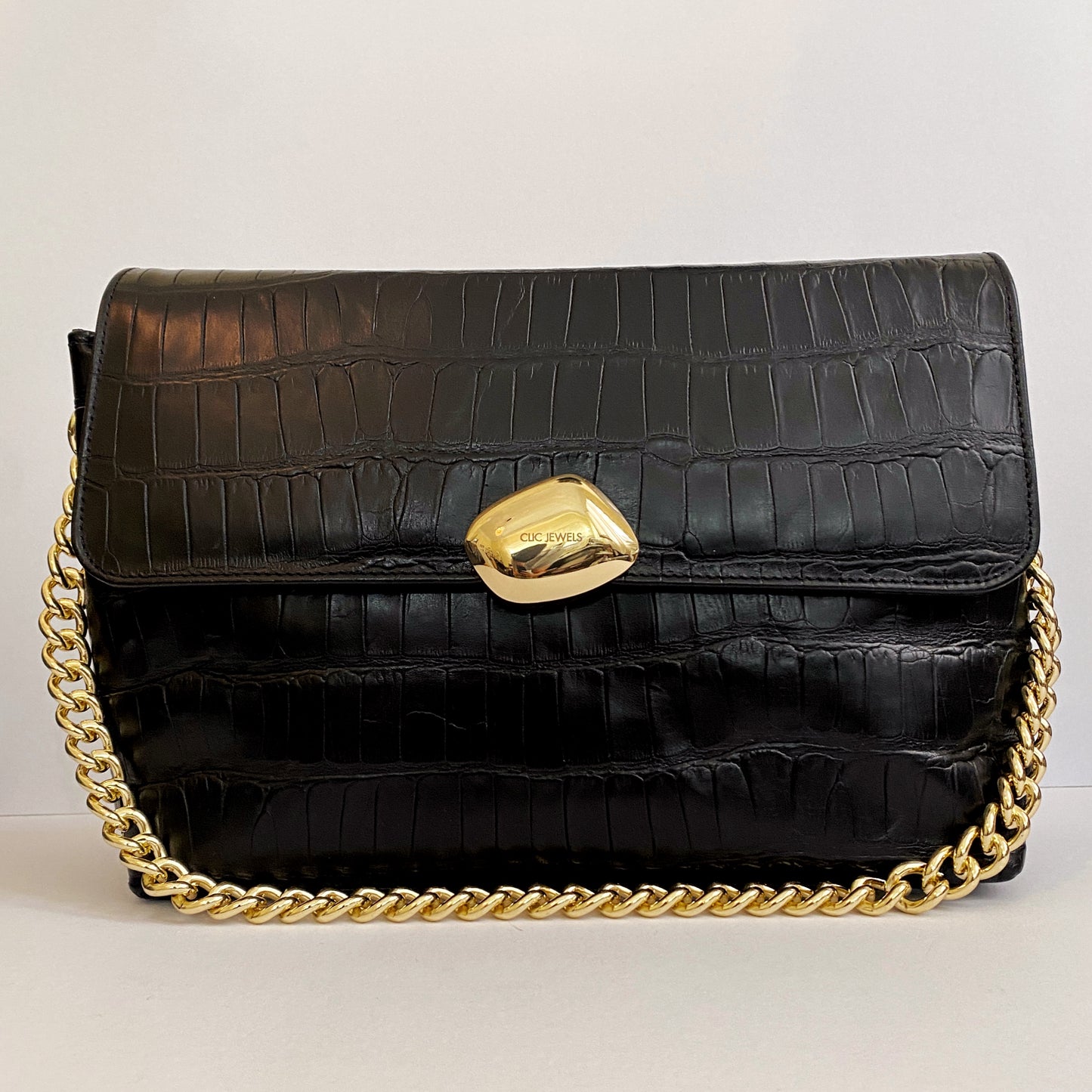 CIARA LARGE (black croco genuine leather)