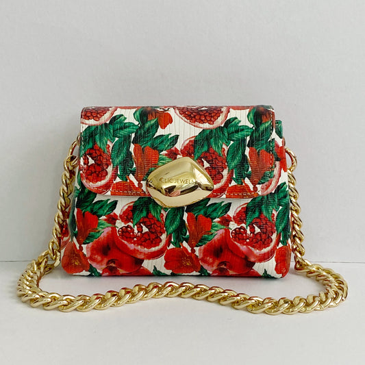 MAYA MINIBAG (red flowers genuine leather)