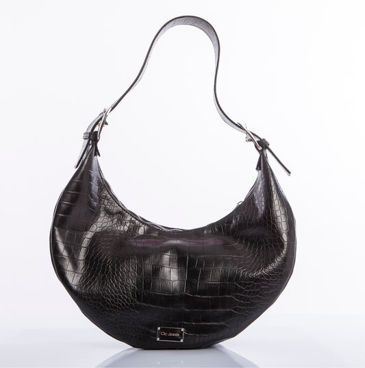 BIG HALFMOON (black croco genuine leather)