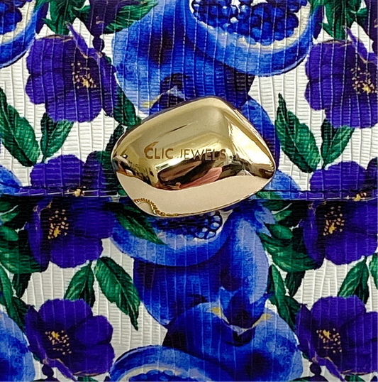 DONNA MEDIUM (blue flowers genuine leather)
