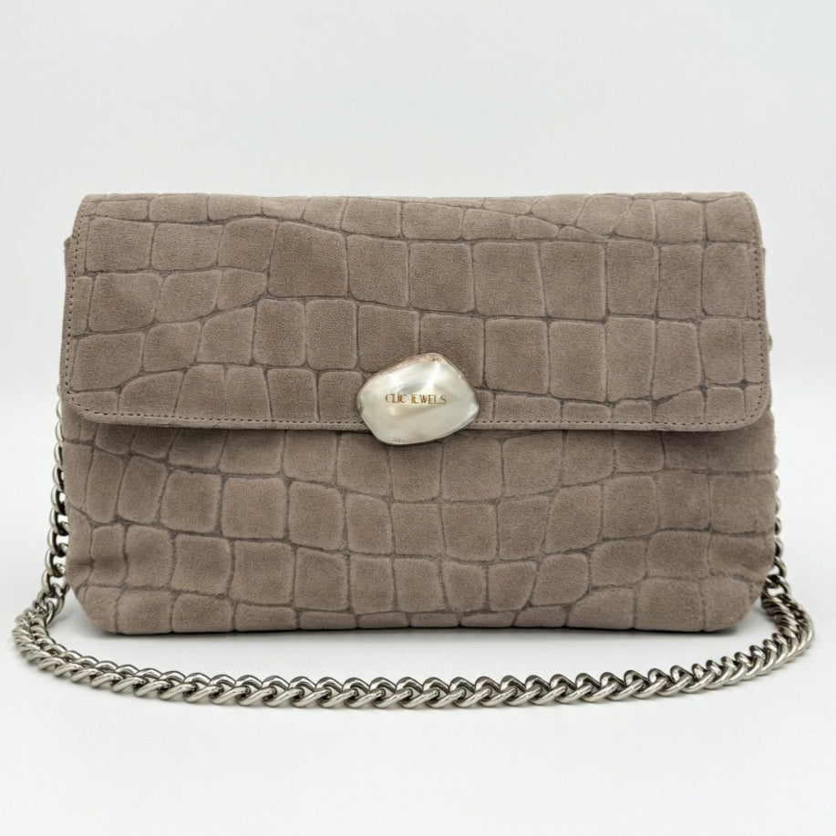 CIARA LARGE (grey croco suede genuine leather)