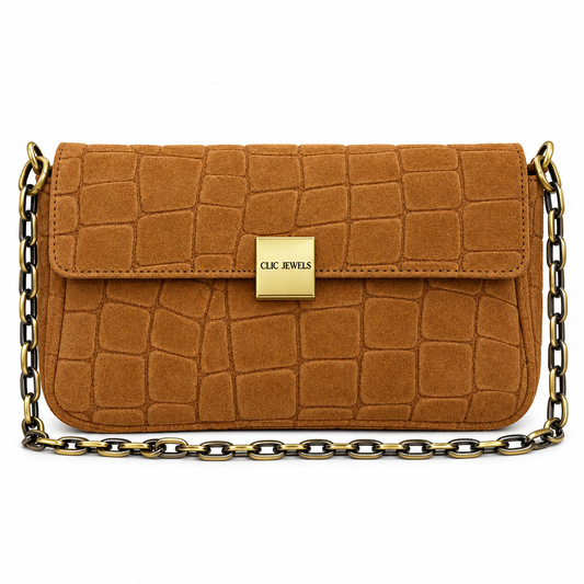 NEIRA MEDIUM (camel suede croco genuine leather)