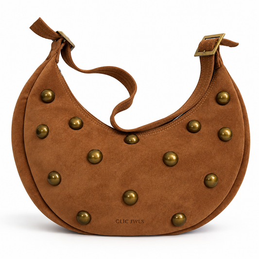 BIG HALFMOON (pecan brown suede genuine leather)