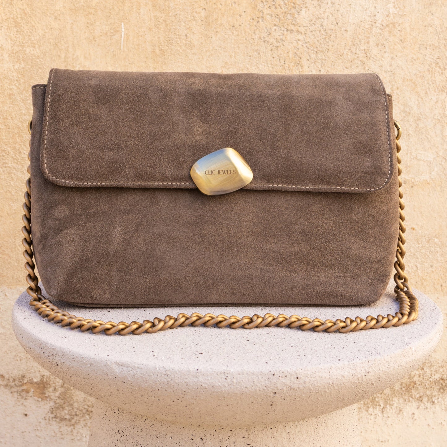 CIARA LARGE (elephant grey suede genuine leather)