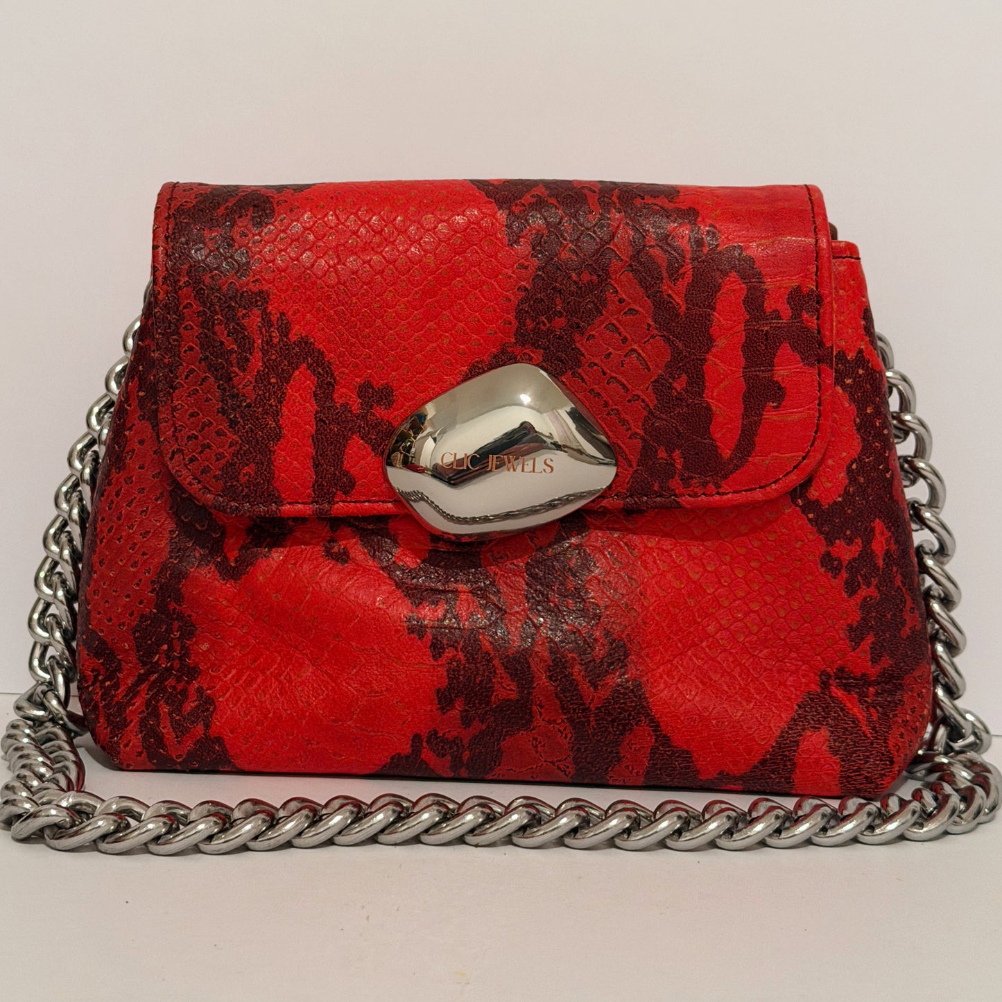 MAYA MINIBAG (red snake print genuine leather)