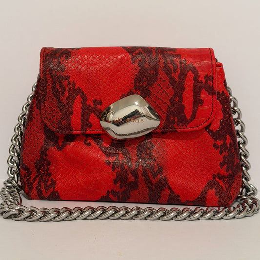 MAYA MINIBAG (red snake print genuine leather)