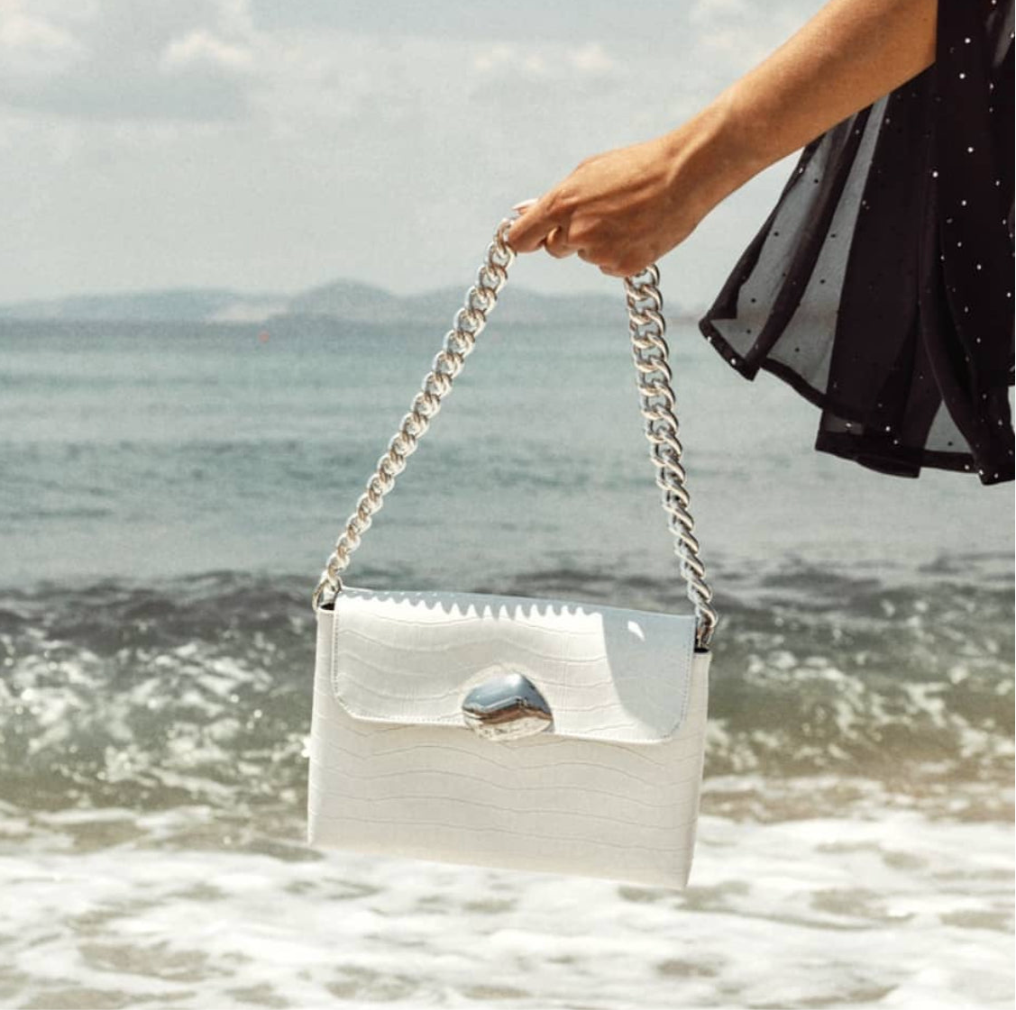 DONNA MEDIUM (white croco genuine leather)