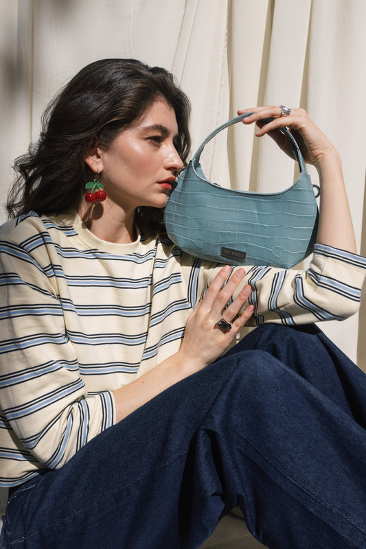 CANDY MINI (sky blue croco genuine leather)