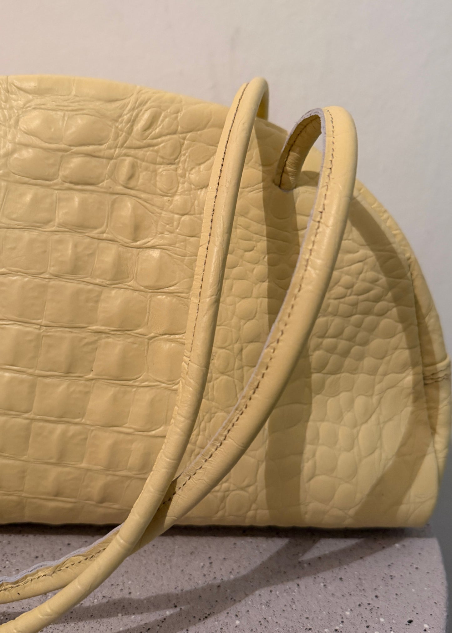 BELLA BOWLING BAG (lemon yellow croco genuine leather)