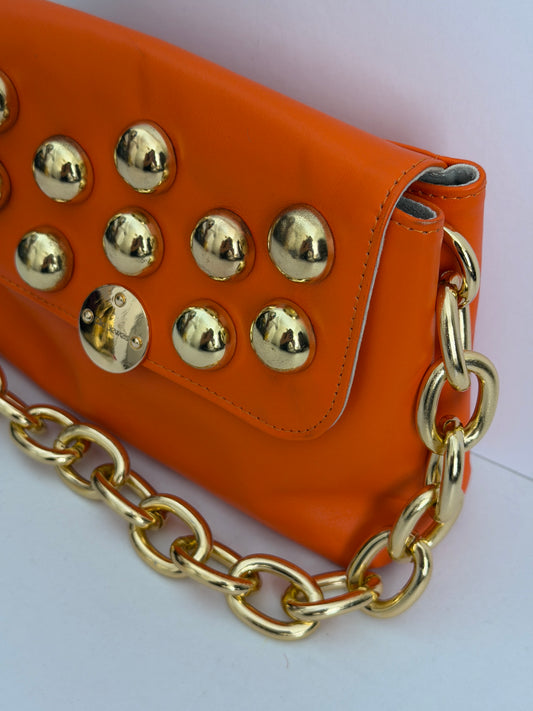 MAYA MINIBAG STUDS (Orange genuine leather)