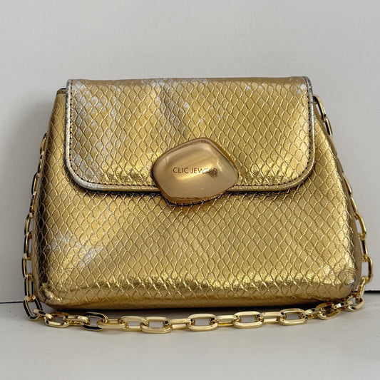 MAYA MINIBAG (gold python genuine leather)