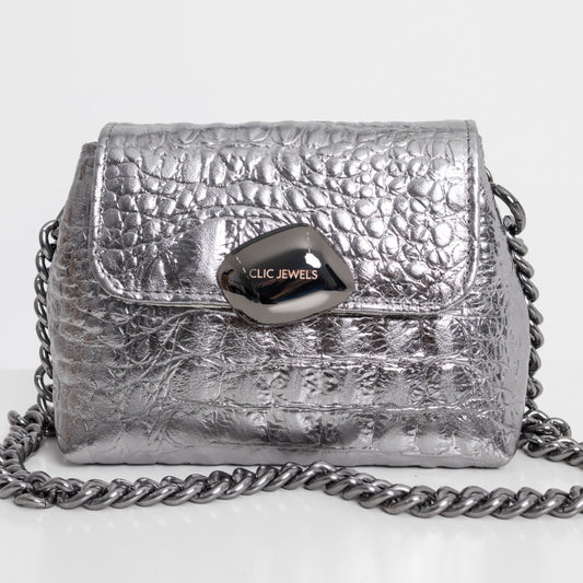 MAYA MINIBAG (dark silver croco)