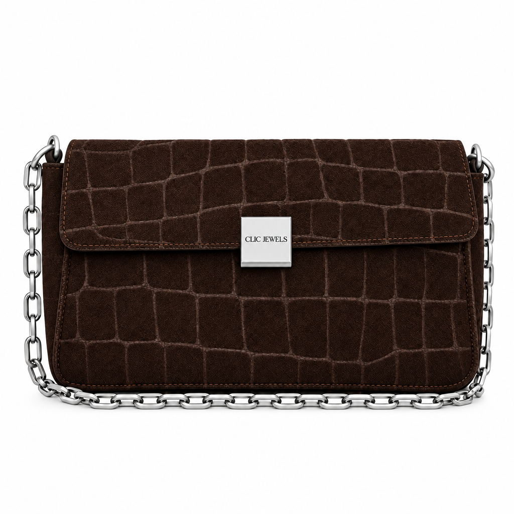 NEIRA MEDIUM (brown suede croco genuine leather)