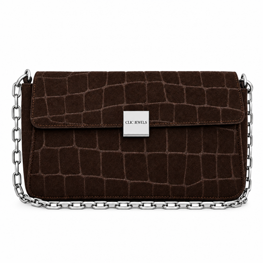 NEIRA MEDIUM (brown suede croco genuine leather)