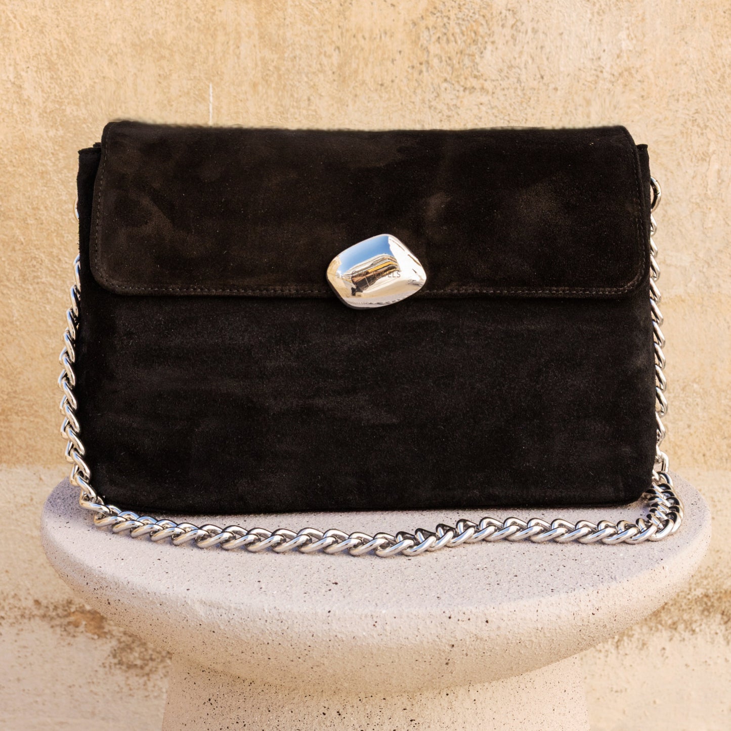 CIARA LARGE (black suede genuine leather)