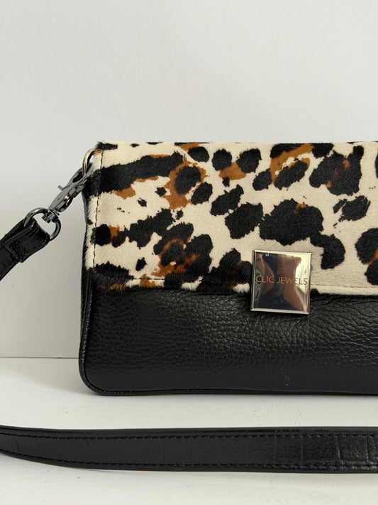 NEIRA MINI (animal print & black dolaro genuine leather)